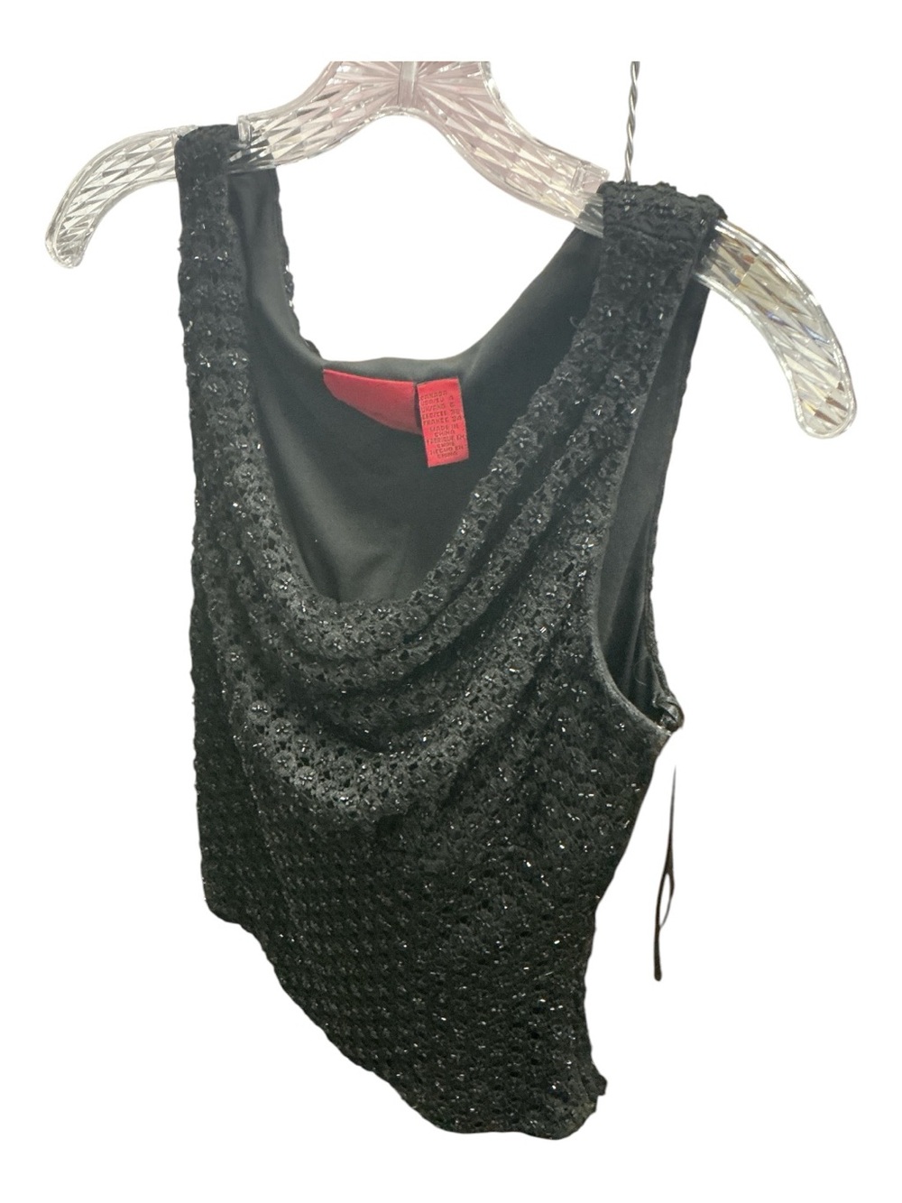JS Collections Black Beaded Cowl Neck Tank